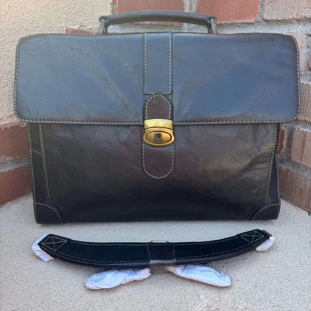 🆕Wilson's Leather Pelle Studio briefcase/laptop compatible in Vintage Black